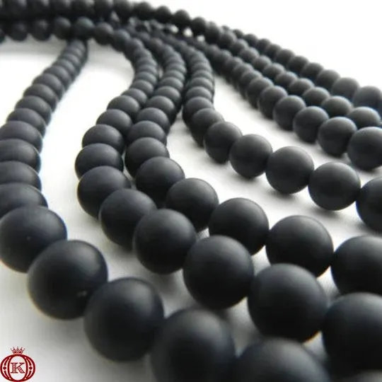 Matte Black Onyx Agate Beads
