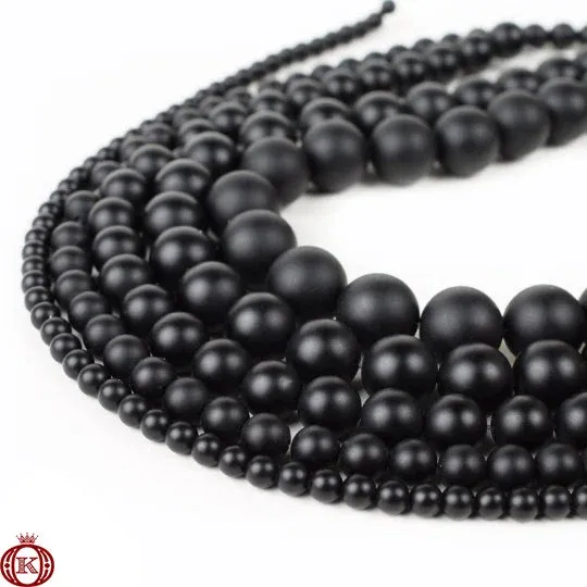 Matte Black Onyx Agate Beads