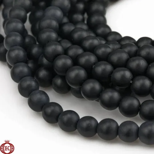 Matte Black Onyx Agate Beads