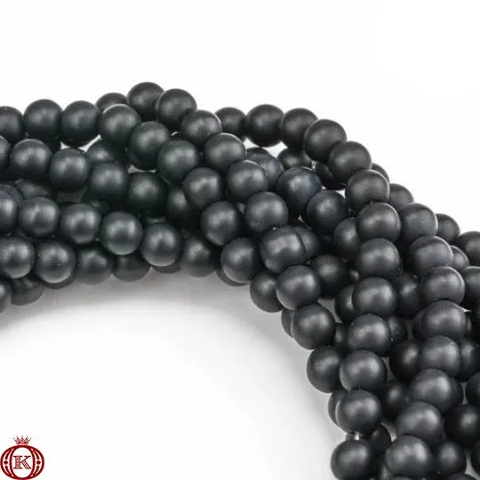 Matte Black Onyx Agate Beads