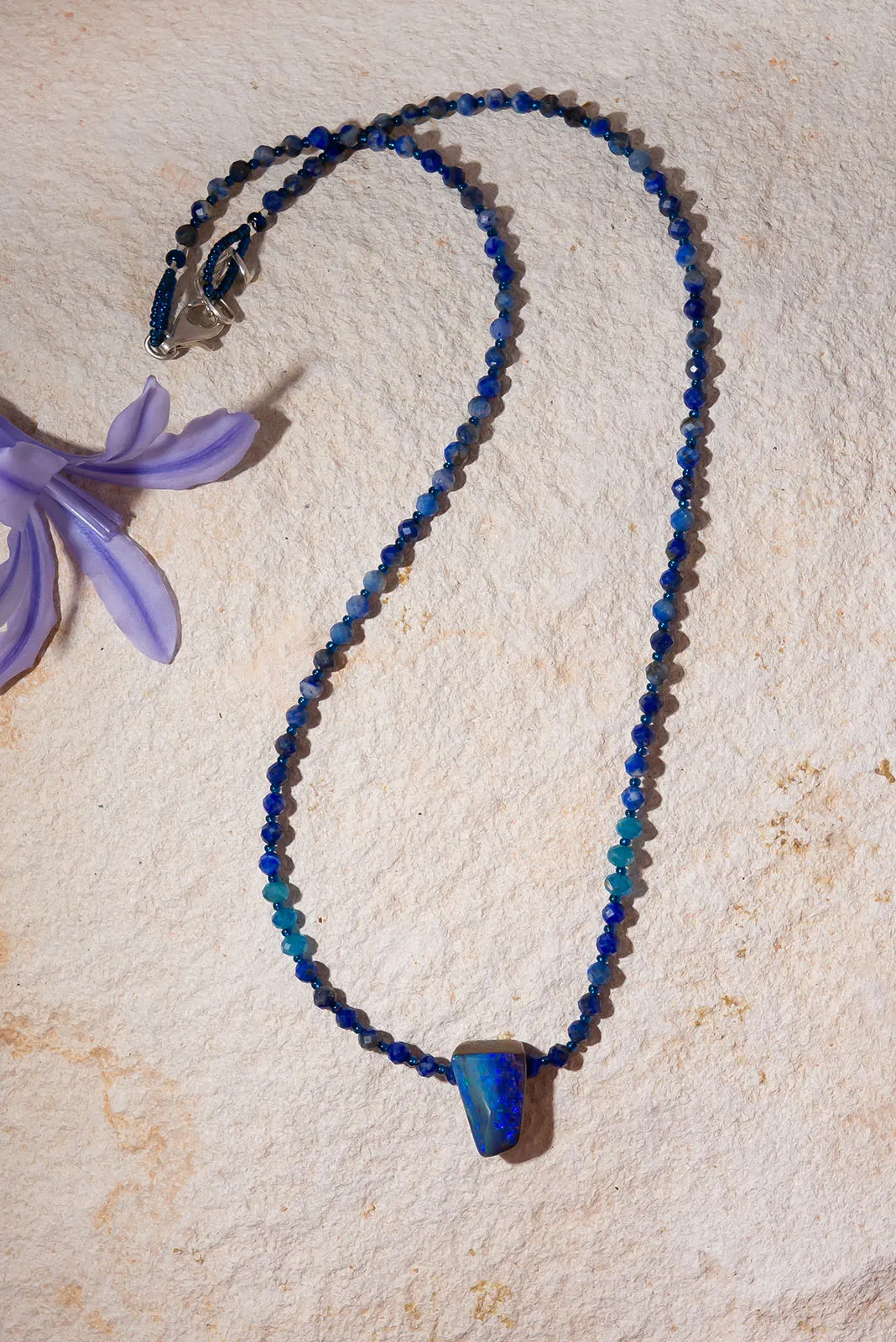 Necklace Australian Opal Blue Wave