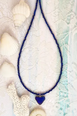 Necklace Australian Opal Heart Beaut on Lapis Lazuli