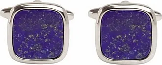 Rhodium Plated Cushion Shaped Lapis Lazuli Cufflinks