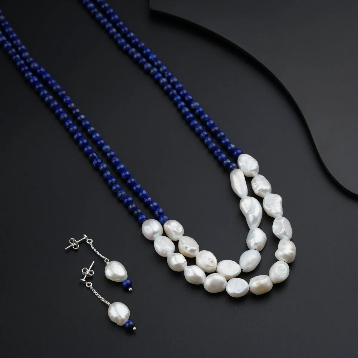 Silver with Lapis Lazuli Moonlit Pearls set
