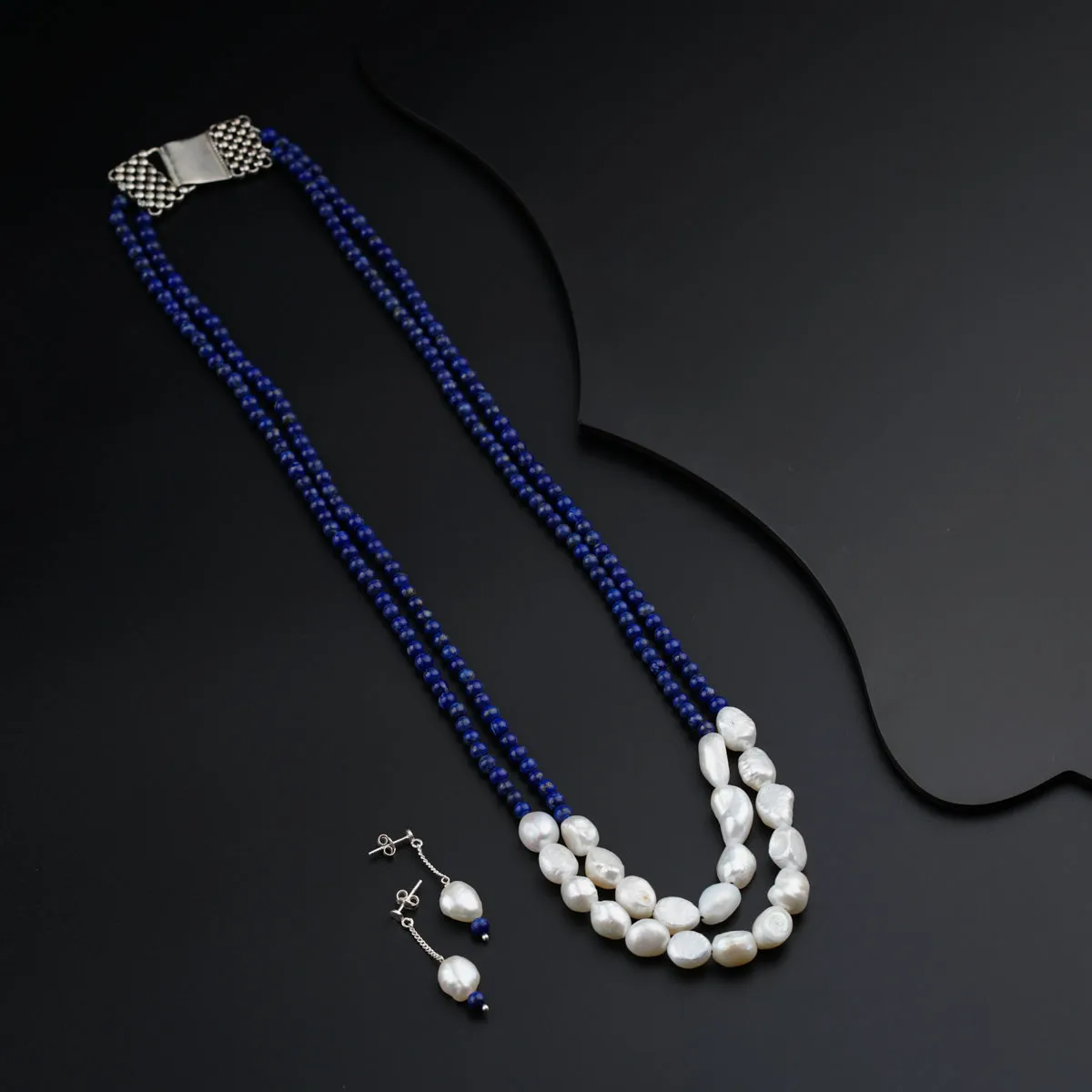 Silver with Lapis Lazuli Moonlit Pearls set