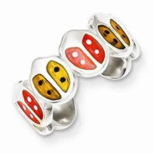Sterling Silver Red & Orange Enameled Ladybug Toe Ring