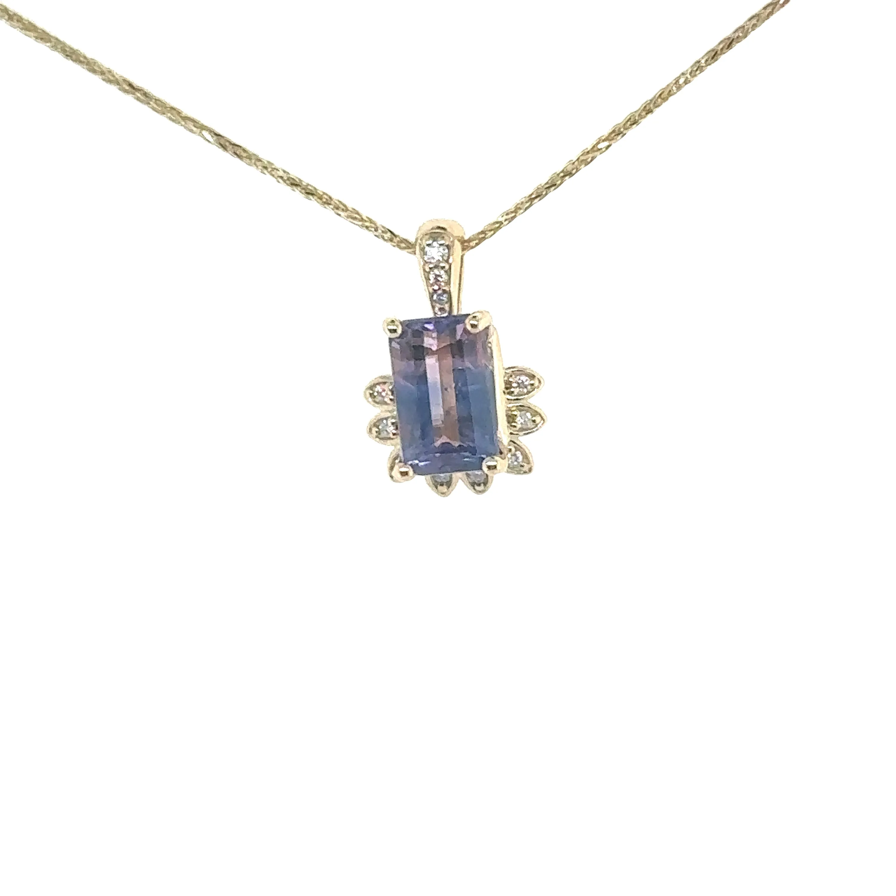 Yellow Gold Bi-Color Pink & Blue Tourmaline & Diamond Pendant